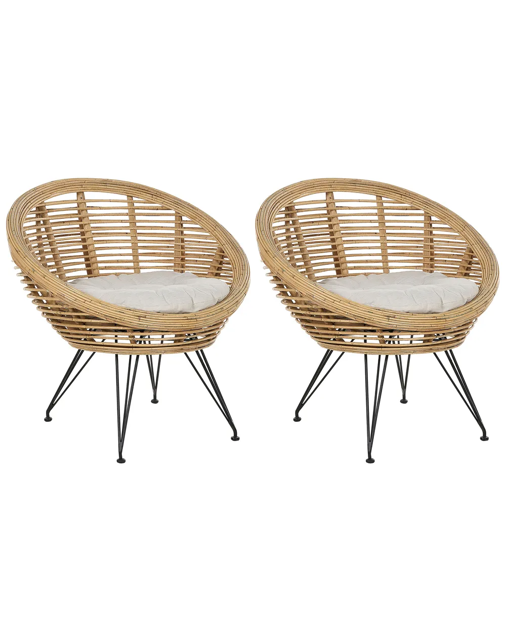 Set mit 2 Stühlen und Sitzkissen MARATEA Rattan Naturfarben