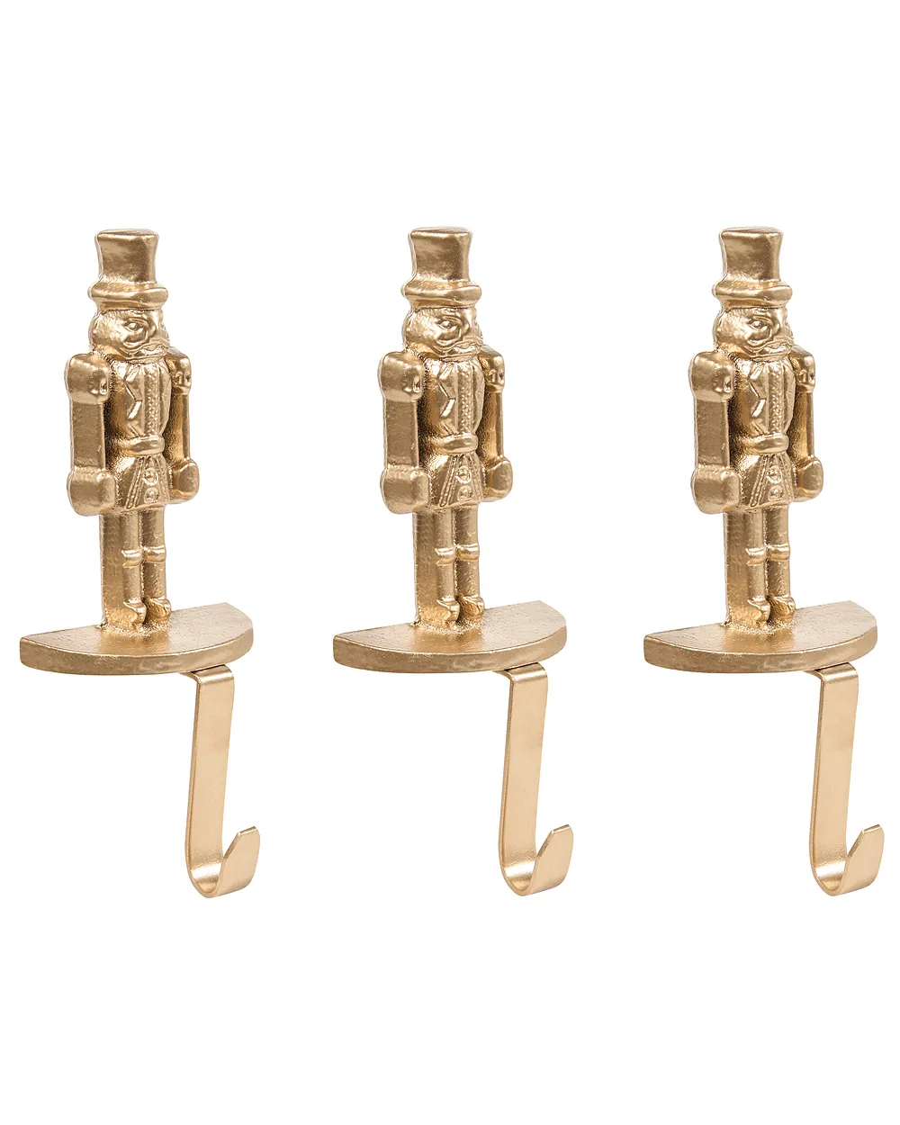 Set of 3 Christmas Stocking Holders KAJAANI 22 cm Nutcracker Gold