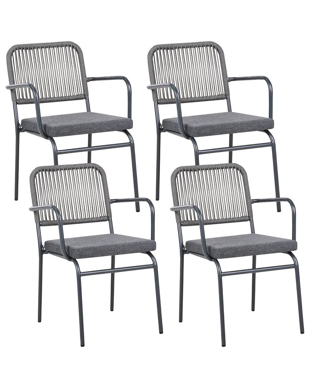 Set mit 4 Stühlen und Sitzkissen TACENO Metall Grau