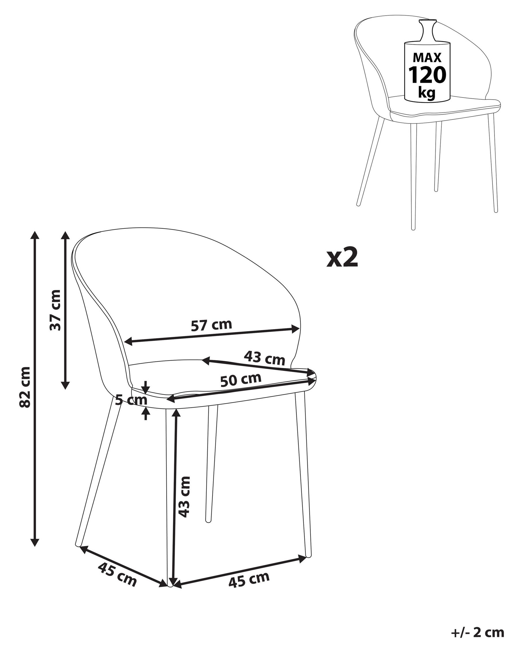 Esszimmerstuhl 2er Set MASON Hellbeige_883558