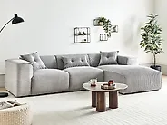 Corner Sofa DOLVA Corduroy Light Grey Left Hand_1183991