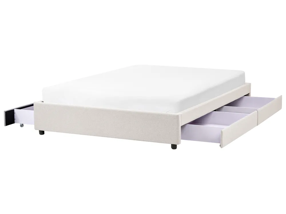 Bett mit Stauraum Stoff hellbeige verschiedene Größen PRADES