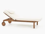 Sonnenliege mit Kissen LATERZA  mit Relaxfunktion zertifiziertes Akazienholz Weiß_1166398