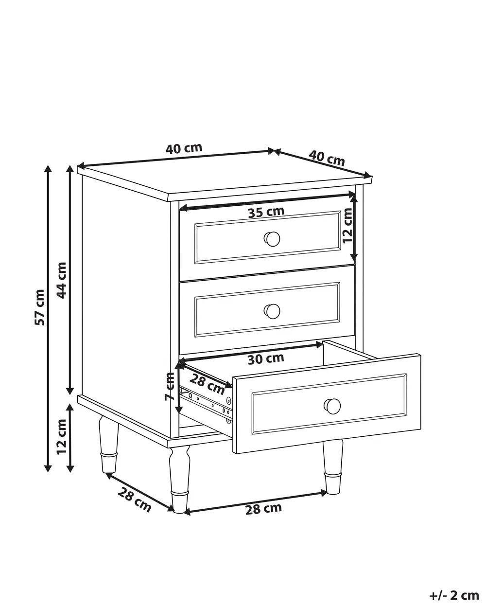 3 Drawer Bedside Table OBERON Beige_1135075