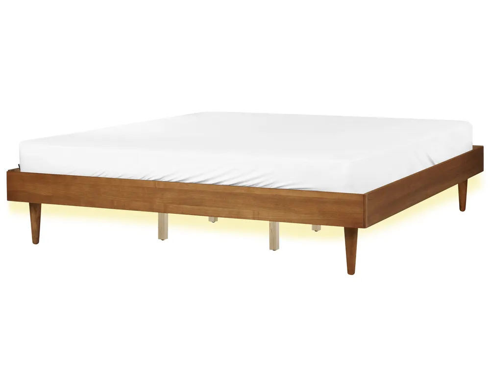 Bett mit LED TOUCY 180 x 200 cm Braune Esche
