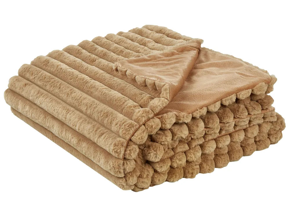 Tagesdecke RAKYA Webpelz 150 x 200 cm Hellbraun