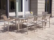 Garden Dining Set 8 Seater GROSSETO Triple Plate Granite Polished Grey/ Beige_378033