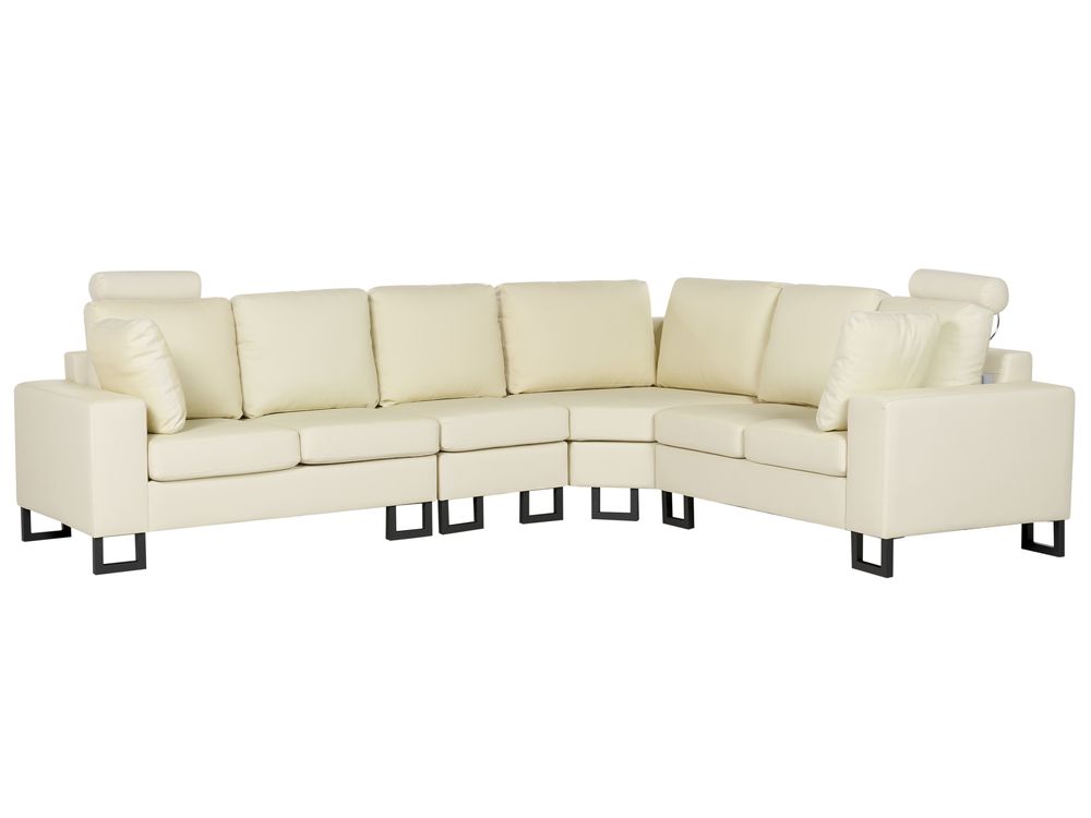 Canapé d'angle 6 places STOCKHOLM Cuir Beige clair Côté gauche