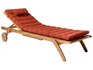 Sonnenliege mit Kissen CESANA PREMIUM mit Relaxfunktion Akazienholz Rot_990965