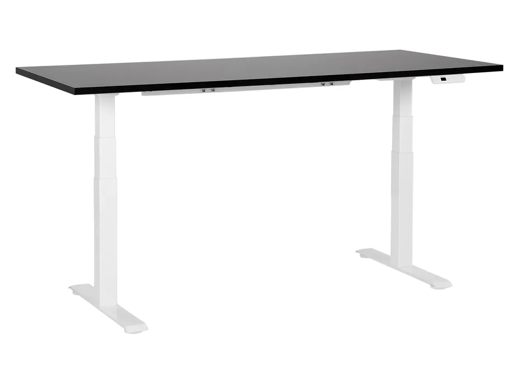 Schreibtisch elektrisch höhenverstellbar DESTINES 180 cm 80 cm Schwarz / Weiß