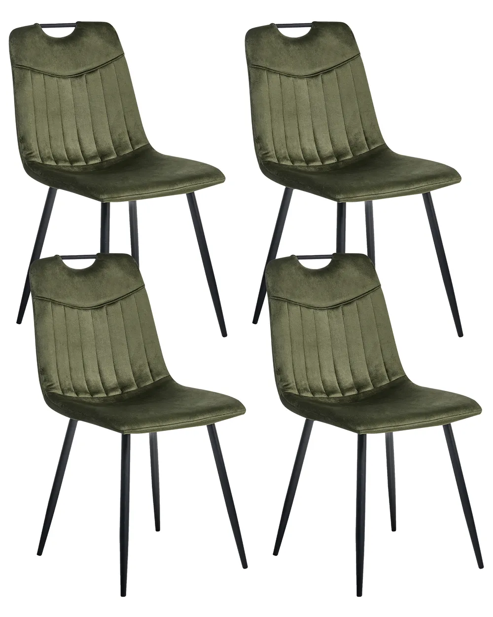 Esszimmerstuhl 4er Set ARGYLE Samtstoff Dunkelgrün