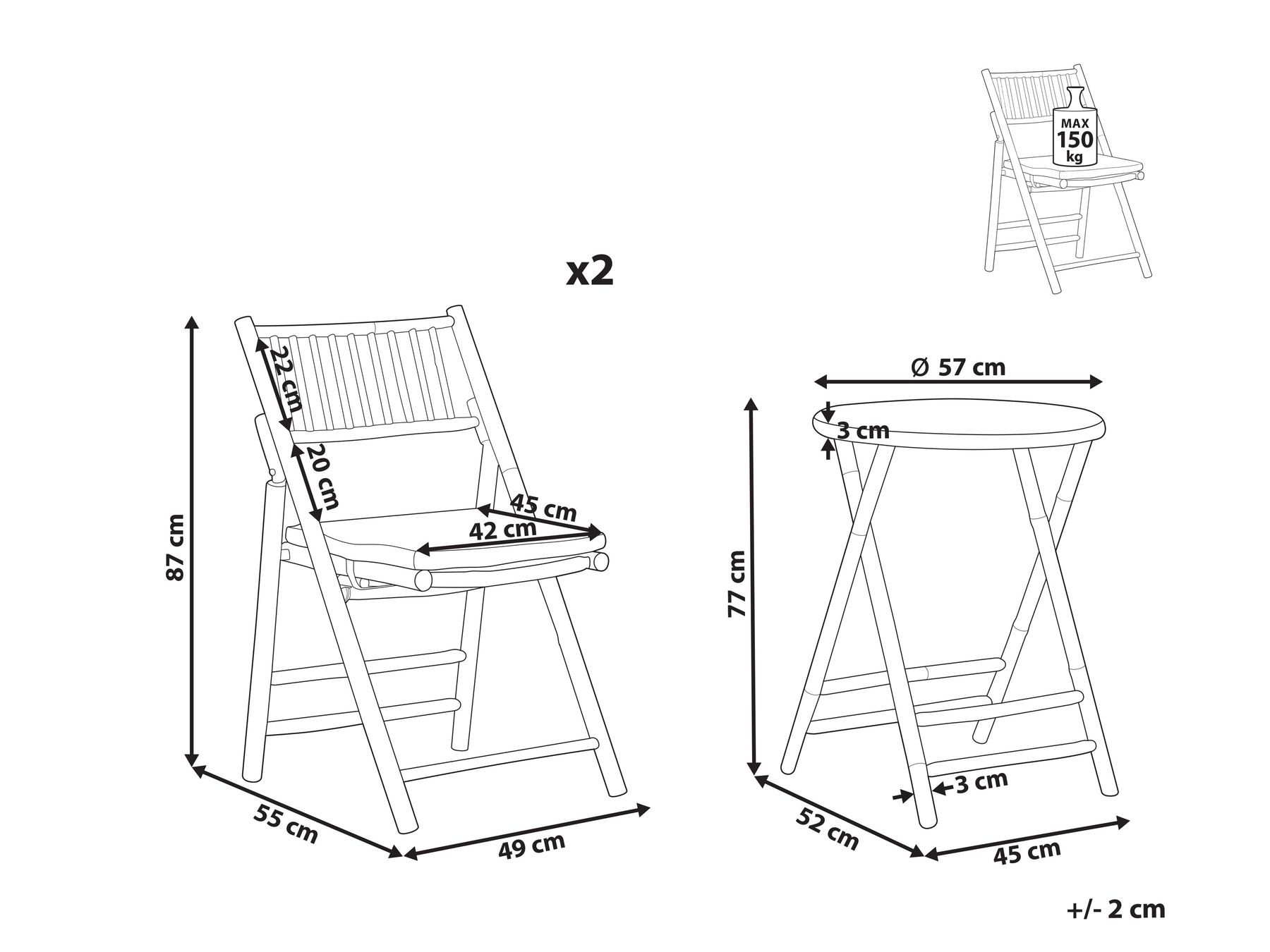 Bistro Set klappbar SAVELLETRI Bambus Braun_838137