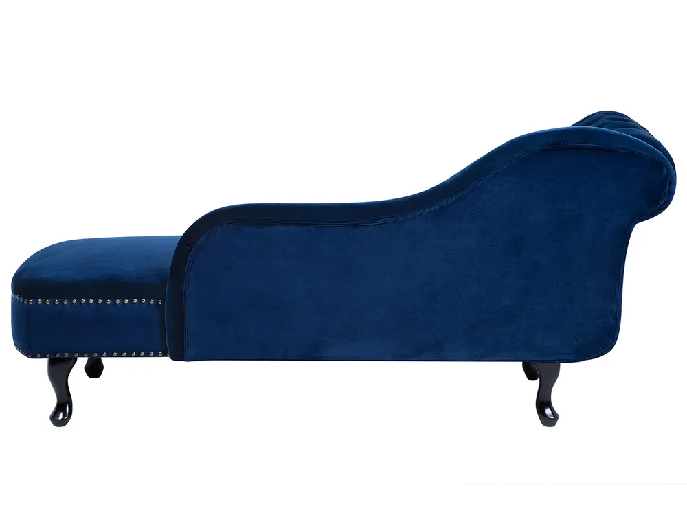 Linksseitige Chaiselongue NIMES Samtstoff Marineblau_696712