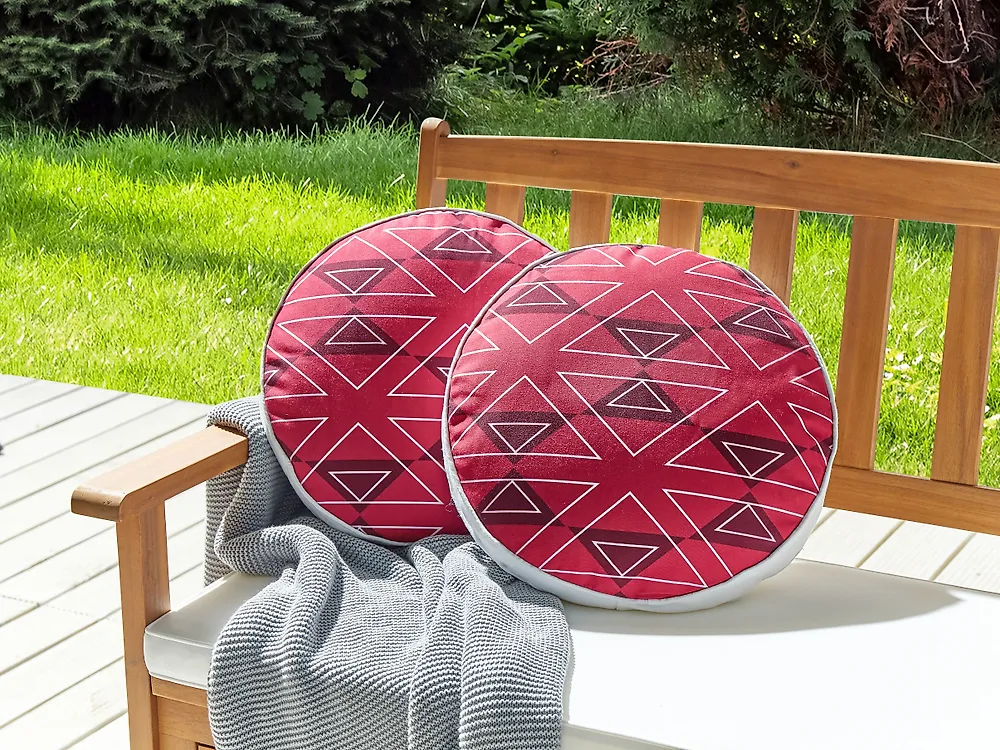 Gartenkissen 2er Set MEZZANO Geometrisches Muster 40 x 40 cm Rosa_1183474