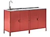 Outdoor-Küche 2er Set mit Spüle VILAMA Rot Metall