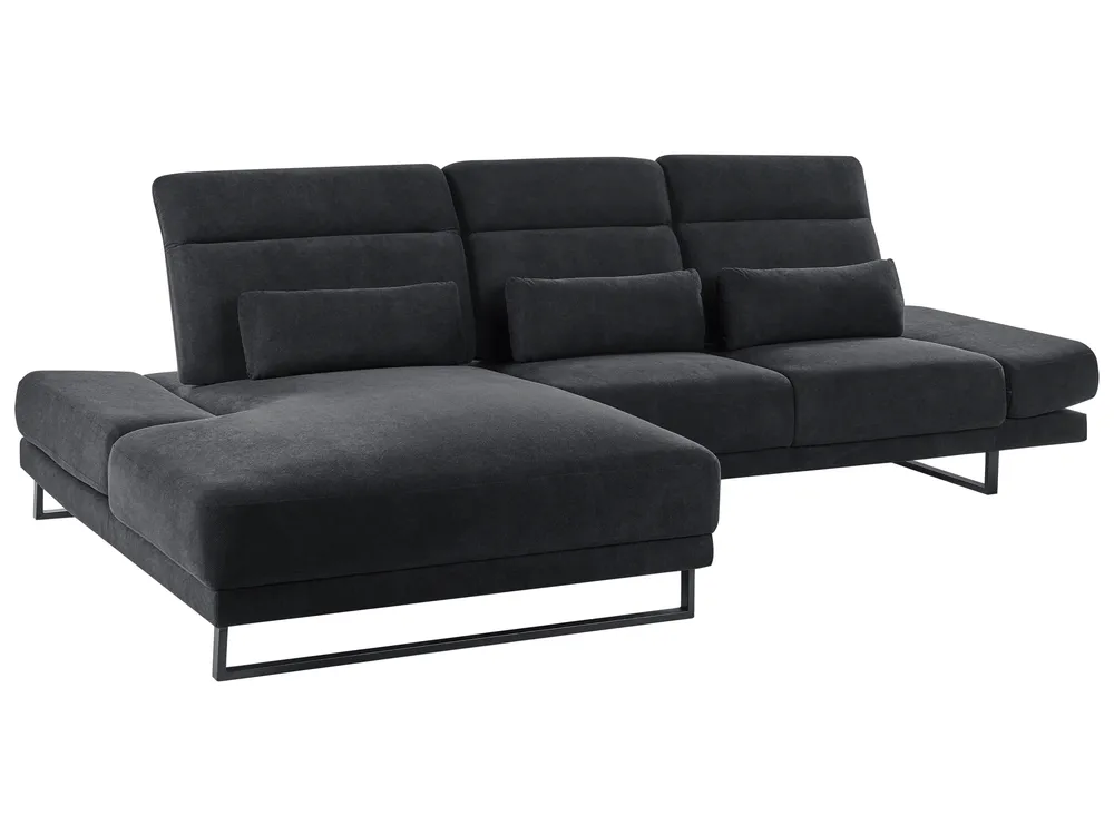 Corner Sofa 4 Seater IKAST Fabric Black Right Hand_959930