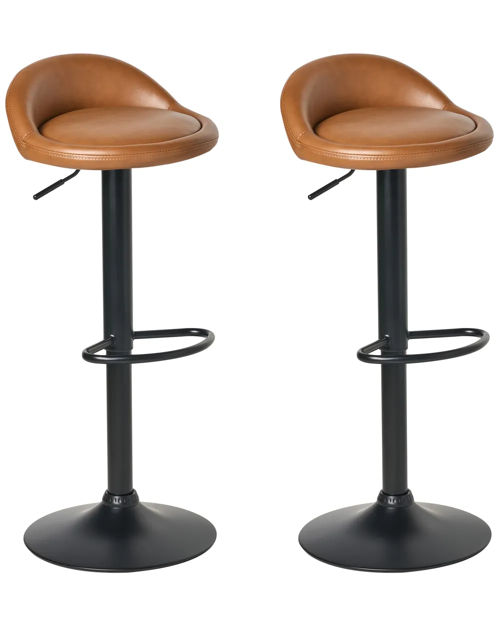 Set mit 2 Barhockern MEEDER drehbar Kunstleder Braun