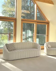 Living Room Set 6 Seater MALUNG Velvet Off-White_983023