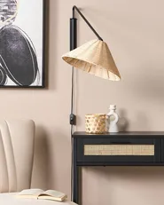 Wandlampe PALENA verstellbar Rattan Naturfarben_871449