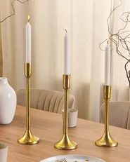 Kerzenständer 3er Set ZIMBABWE 36 cm Metall Gold_823126