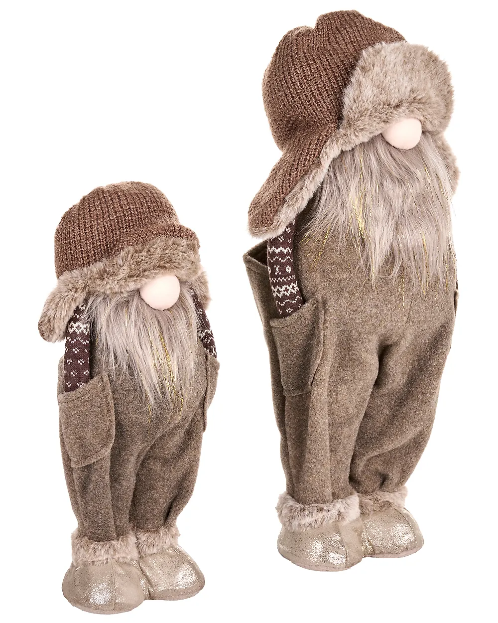 Weihnachtsdekoration 2er Set PAROLA 39/54 cm Zwerg Braun