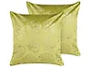 Set of 2 Decorative Cushions DELICIOSA 45 x 45 cm Velvet Light Green Plant Pattern
