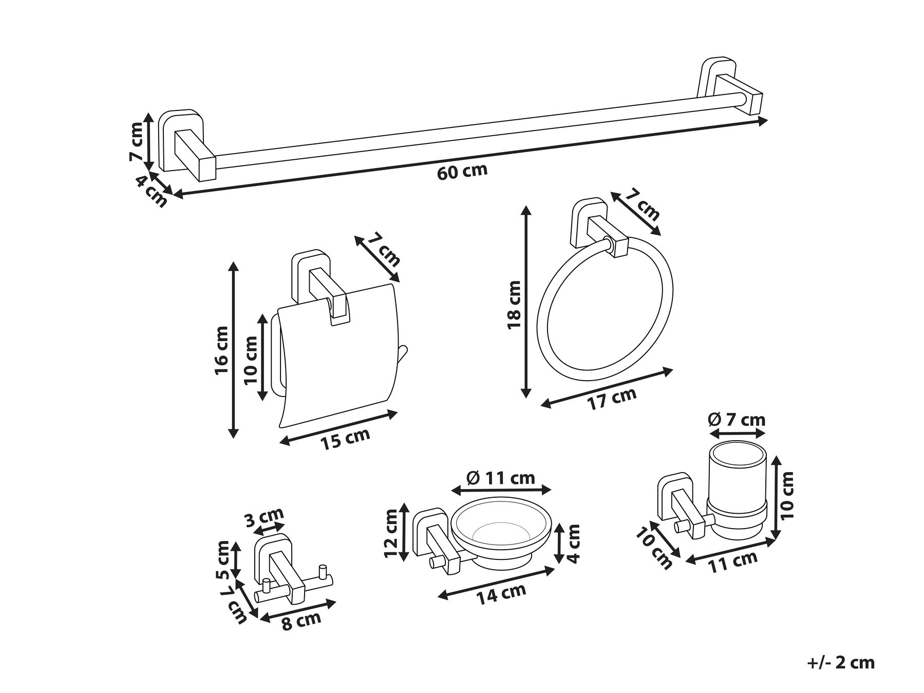 6-Piece Bathroom Hardware Set POCONE with Towel Bars and Hooks Silver_989623
