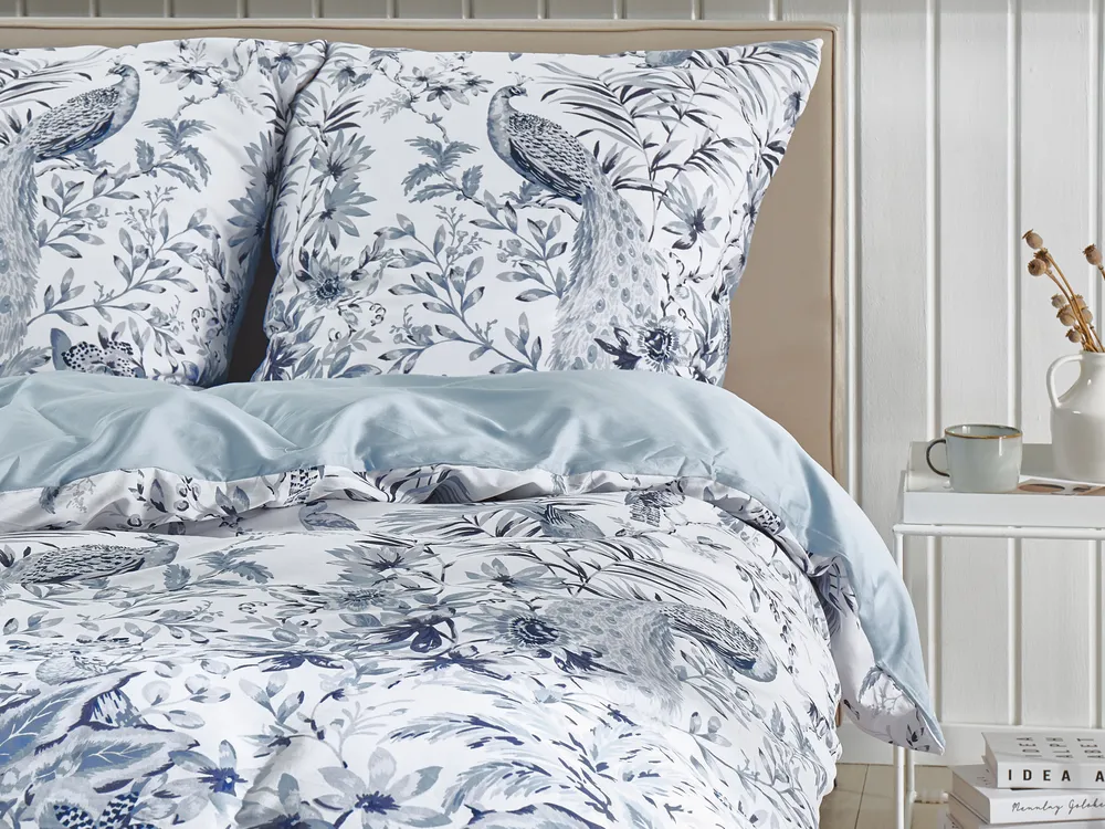 Bettwäsche-Set BALLARD 155 x 220 cm Baumwollsatin Blau_803071