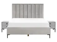 Bedroom Set SEZANNE Velvet Light Grey 160 x 200 cm (EU King Size)_796654