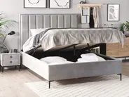 Ottoman Bed SEZANNE Velvet Light Grey 140 x 200 cm (EU Double)_878746