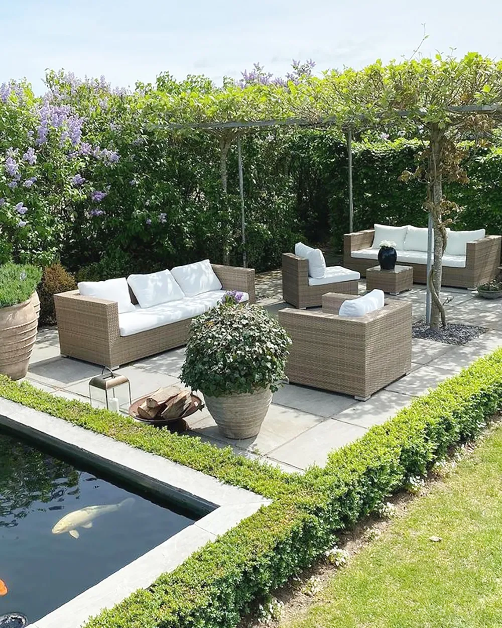 Lounge Set mit Tisch 8-Sitzer MAESTRO modular Polyrattan Hellbraun_846316