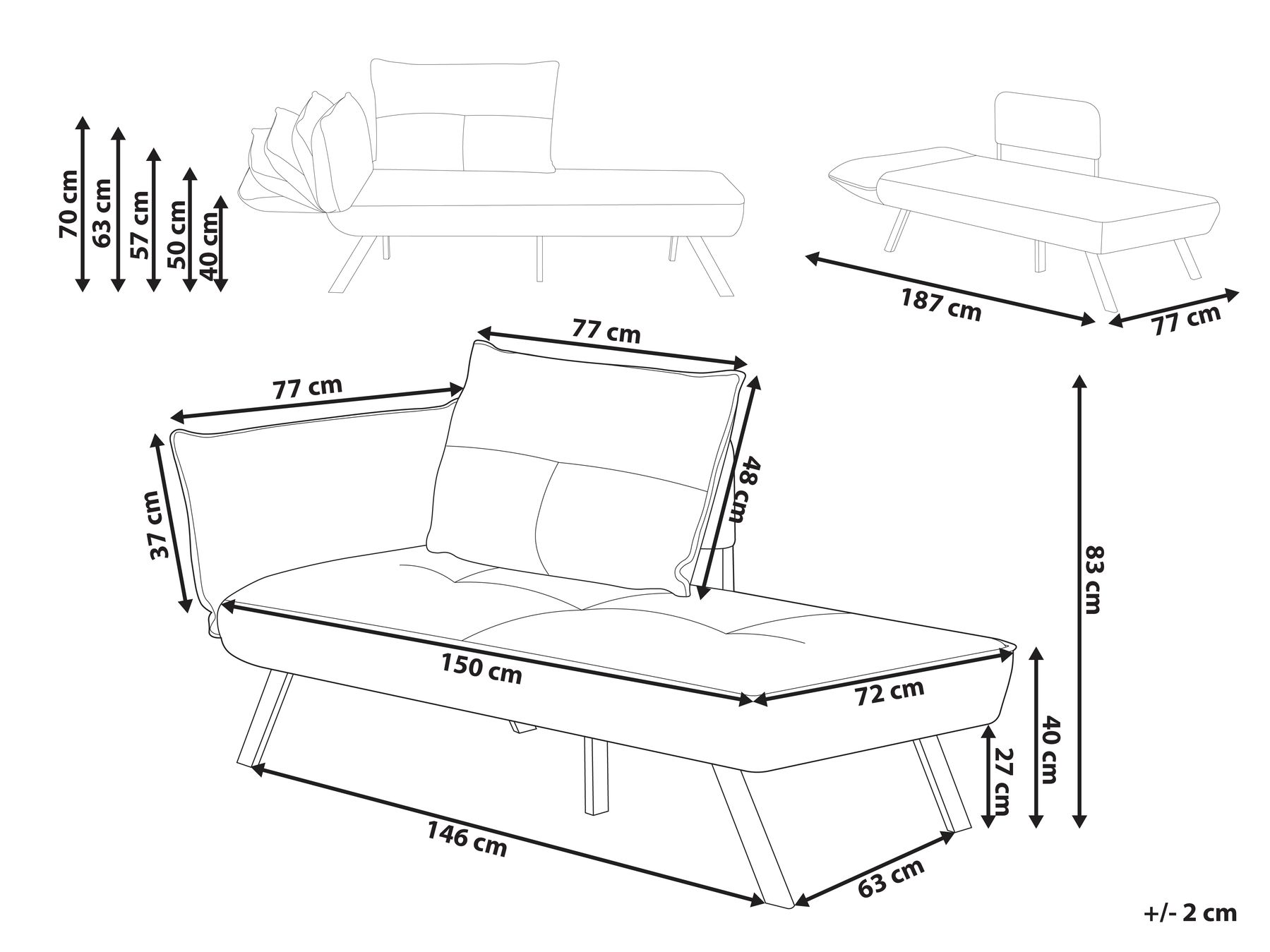 Linksseitige Chaiselongue ROCAMADOUR Stoff Hellblau_1029305