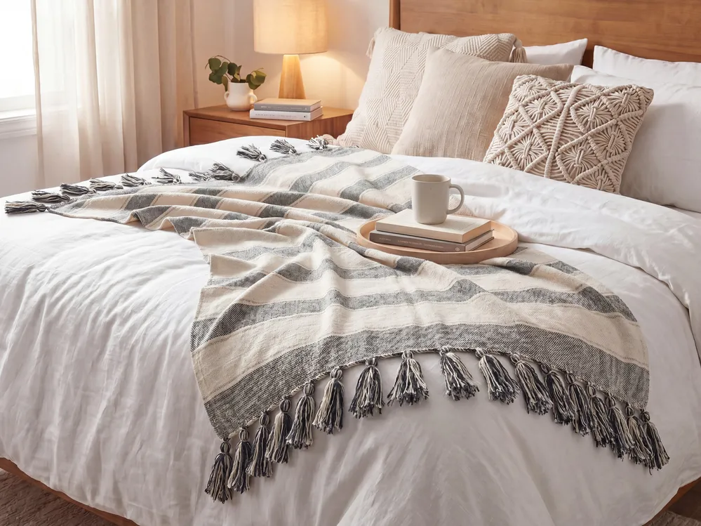Kuscheldecke CAYIR Baumwolle 130 x 170 cm Beige