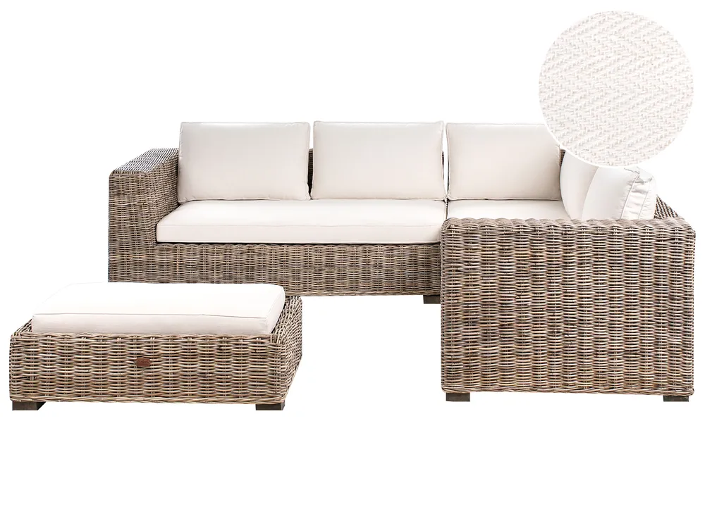Garten Ecksofa mit Ottomane 5-Sitzer RINELLA Rattan Grau