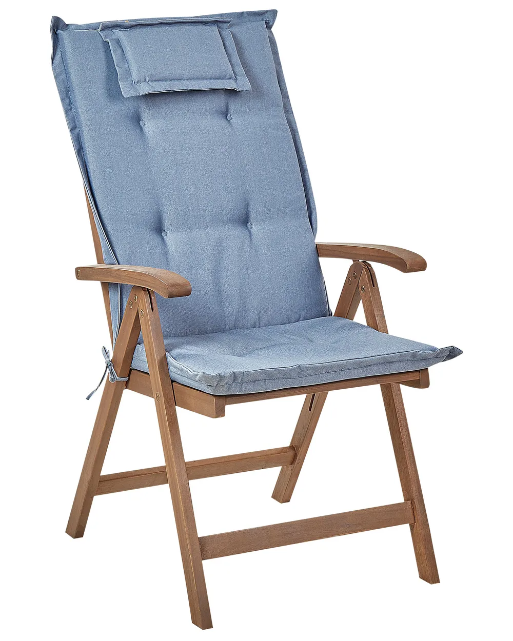 Set mit 6 Stühlen und Sitzkissen AMANTEA Akazienholz Blau_879777