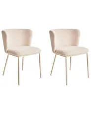 Esszimmerstuhl 2er Set MINA II Bouclé Hellbeige_954455