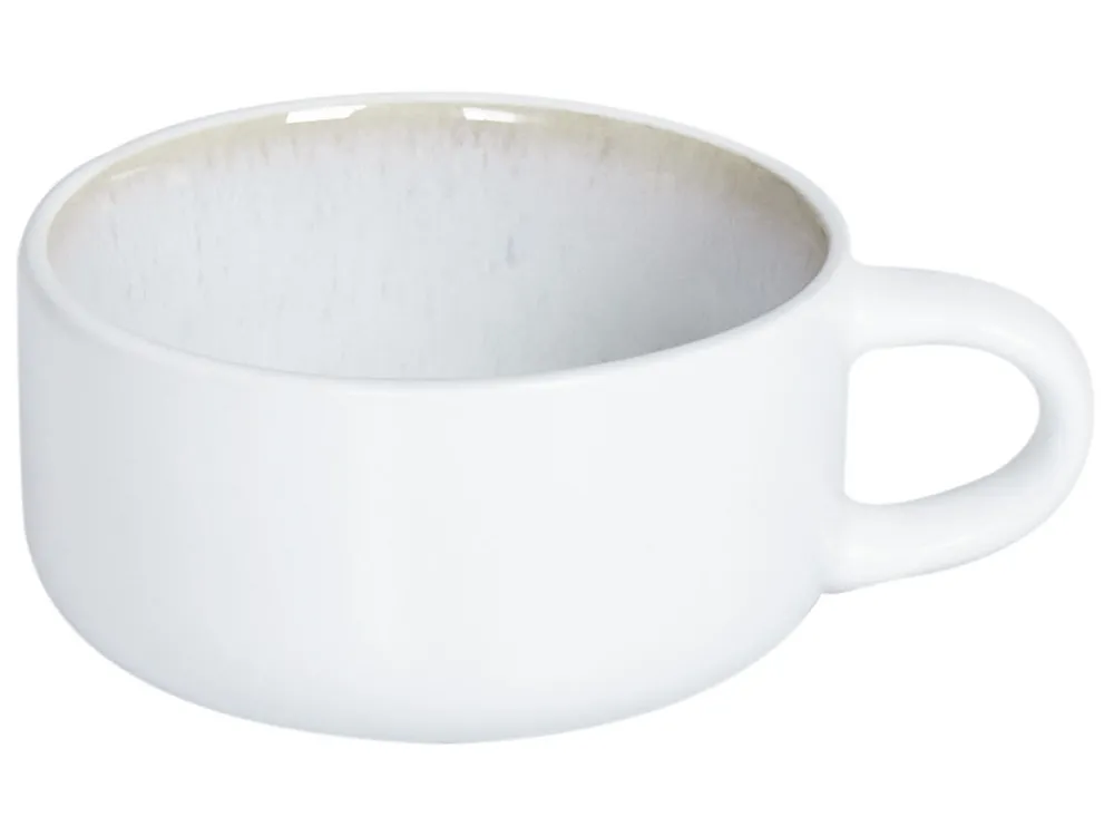 Tassen 4er Set mit Untertellern SESAME Steinzeug Cremeweiß_957360