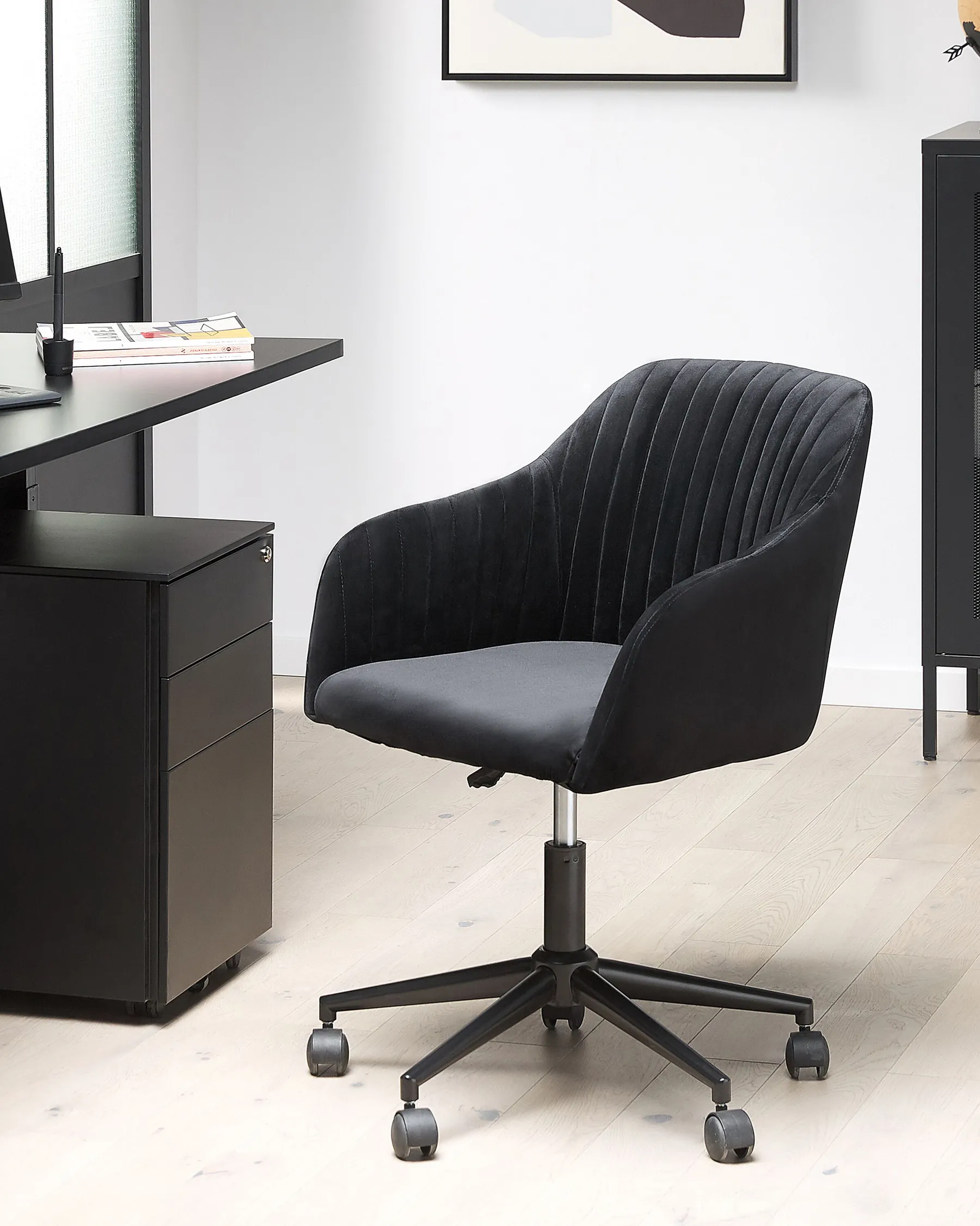 Desk Chair VENICE Velvet Black_732361