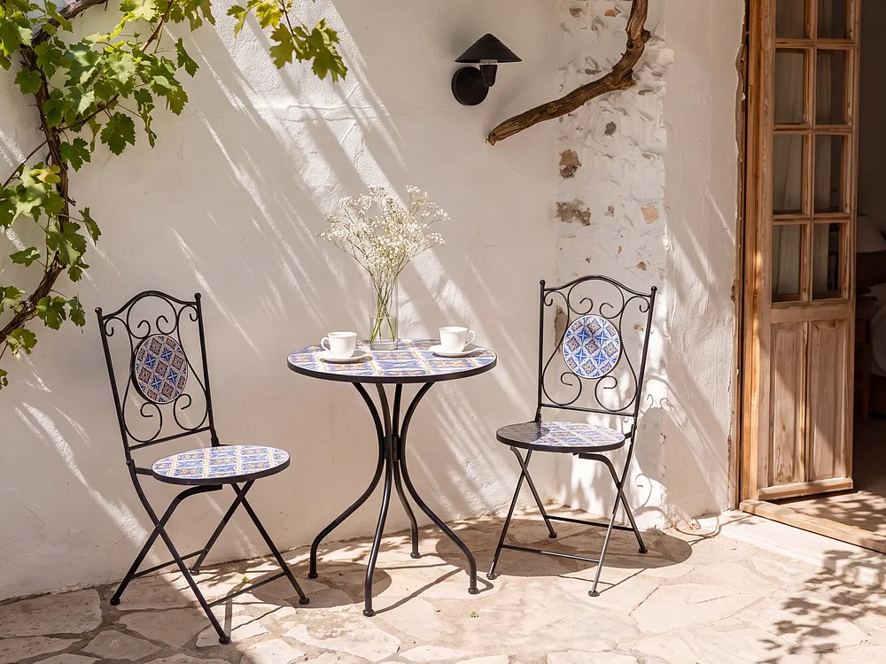 Bistro Set SIPONTO Metall Weiß / Blau