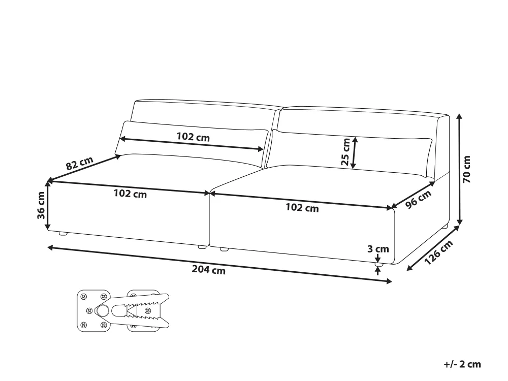 Modular Sofa 2 Seater HELLNAR Boucle Off-White_911228