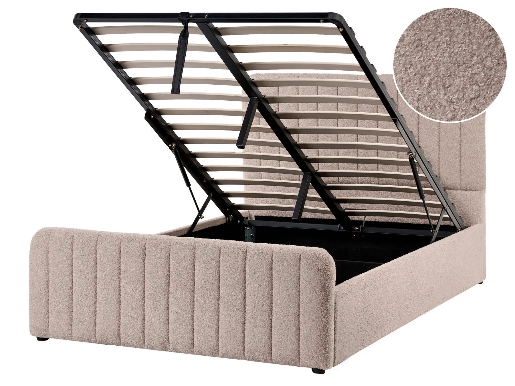 Ottoman Bed LUNAN Boucle Beige 120 x 200 cm (EU Small Double)_1048414