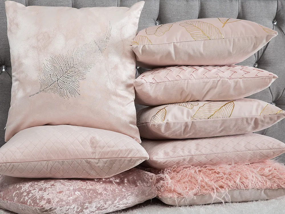Dekokissen 2er Set PASQUE 45 x 45 cm Samtstoff Rosa Ohne Muster