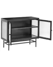 Sideboard mit Glastüren DEVON 77 cm Metall Schwarz_1113494