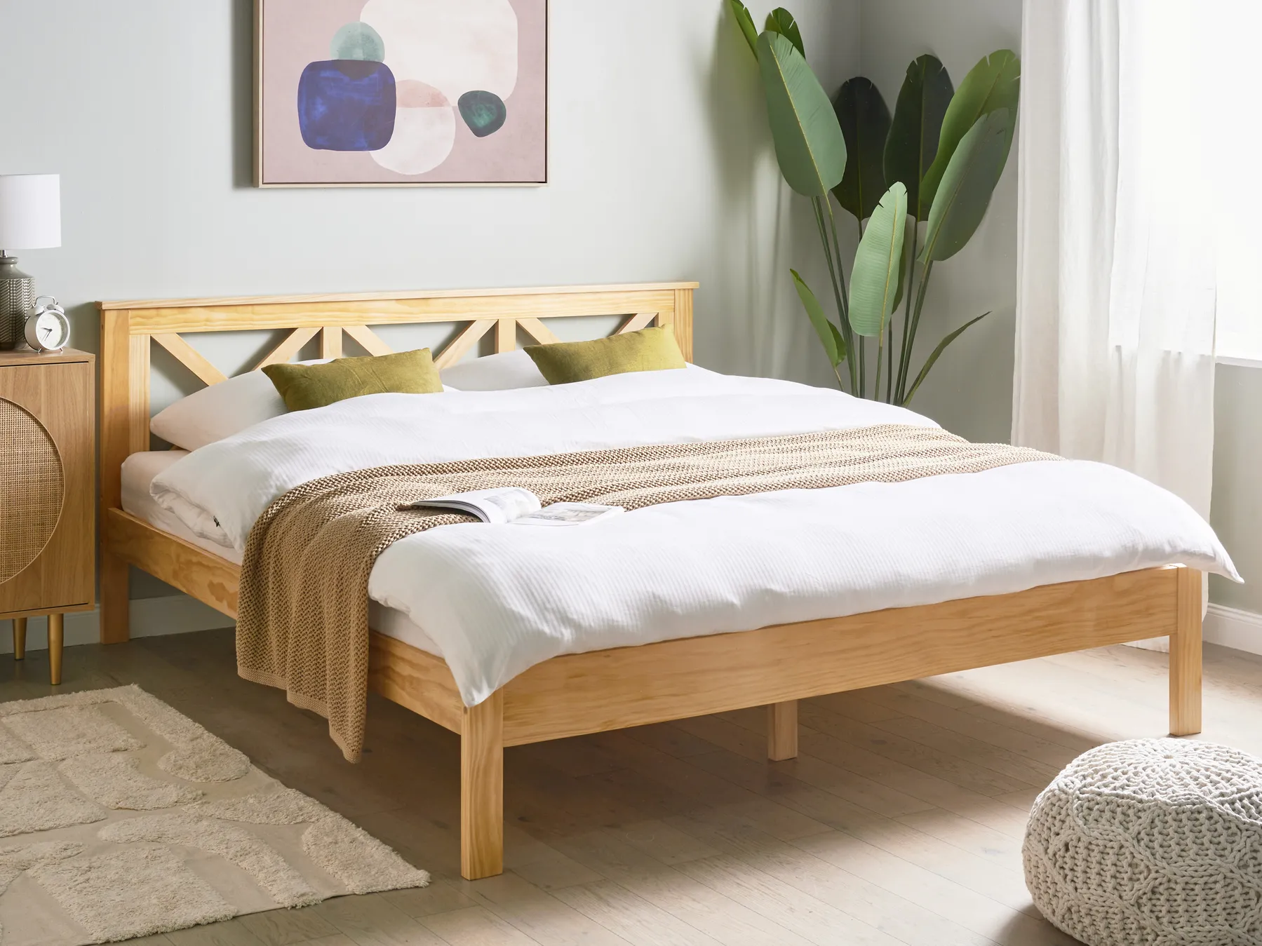 Bed Pine Wood TANNAY 180 x 200 cm (EU Super King) Light Brown_930977