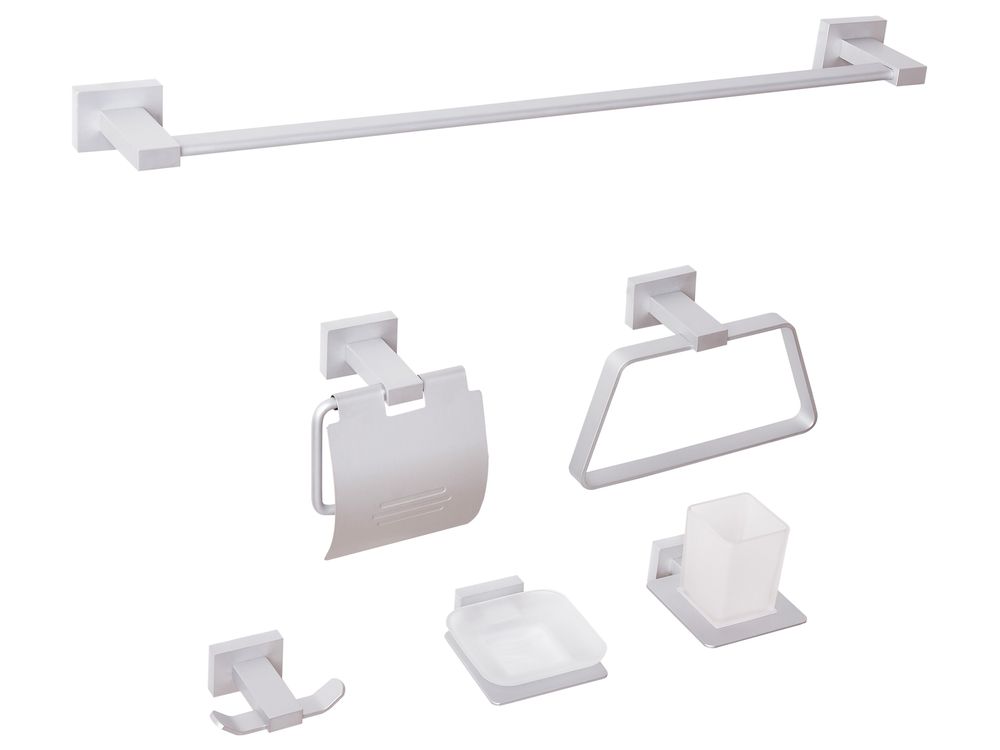 6-delige badkamer hardware set RIOHACHA met handdoekstangen en -haken Zilver