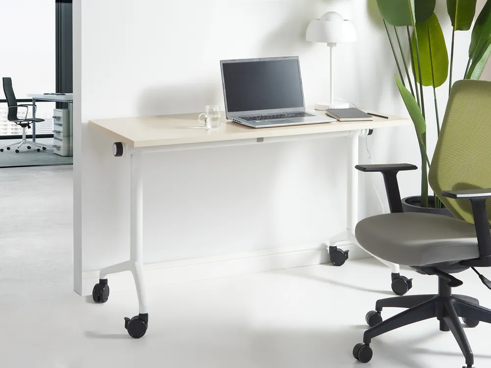 Zusammenklappbarer Schreibtisch CAVI 120 cm 60 cm mit Rädern Hellbraun