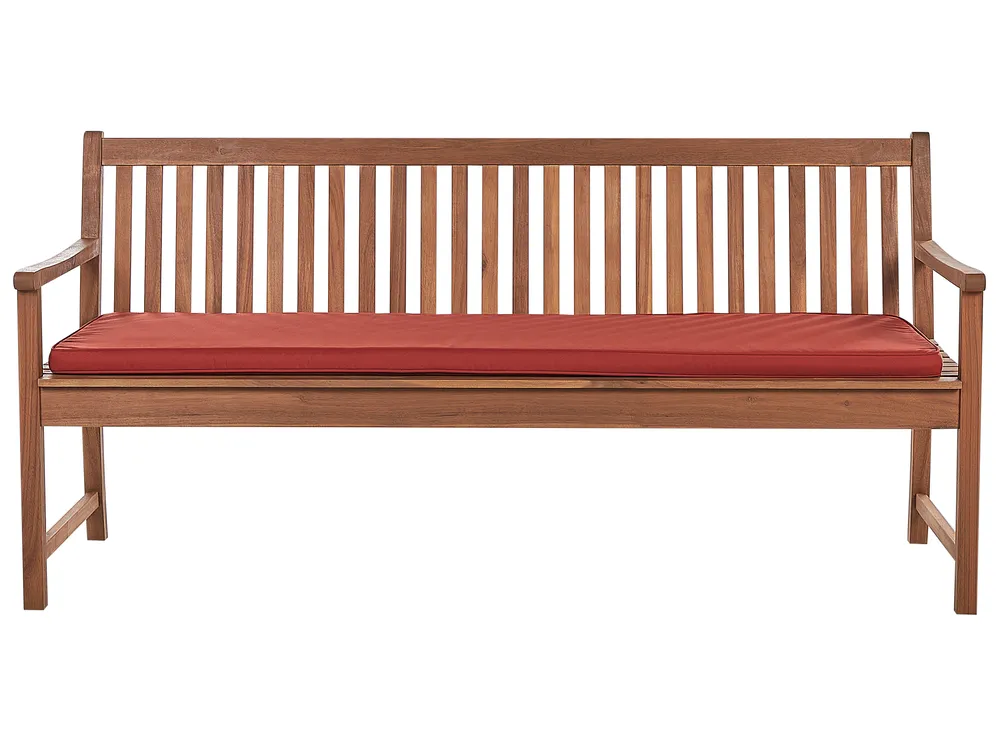 Gartenbank mit Auflage VIVARA 180 cm zertifiziertes Akazienholz Dunkelrot