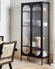 Glazen vitrinekast FOXTON 80 cm Metaal Zwart_850352