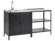 2 Piece Outdoor Kitchen Set with Sink VILAMA Black Metal_872528