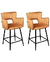 Set mit 2 Barstühlen SANILAC Samtstoff Orange